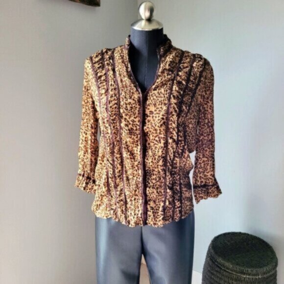 Retro Agora Animal Print Blouse Sz M - Picture 2 of 11